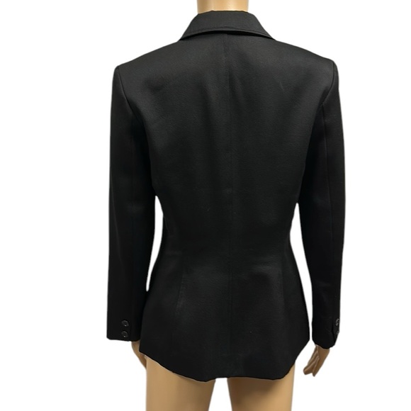 BCBGMaxazria Black 3 Button Slim Fit Shoulder Pad Pocket Blazer Jacket Womens 4 - Picture 2 of 15